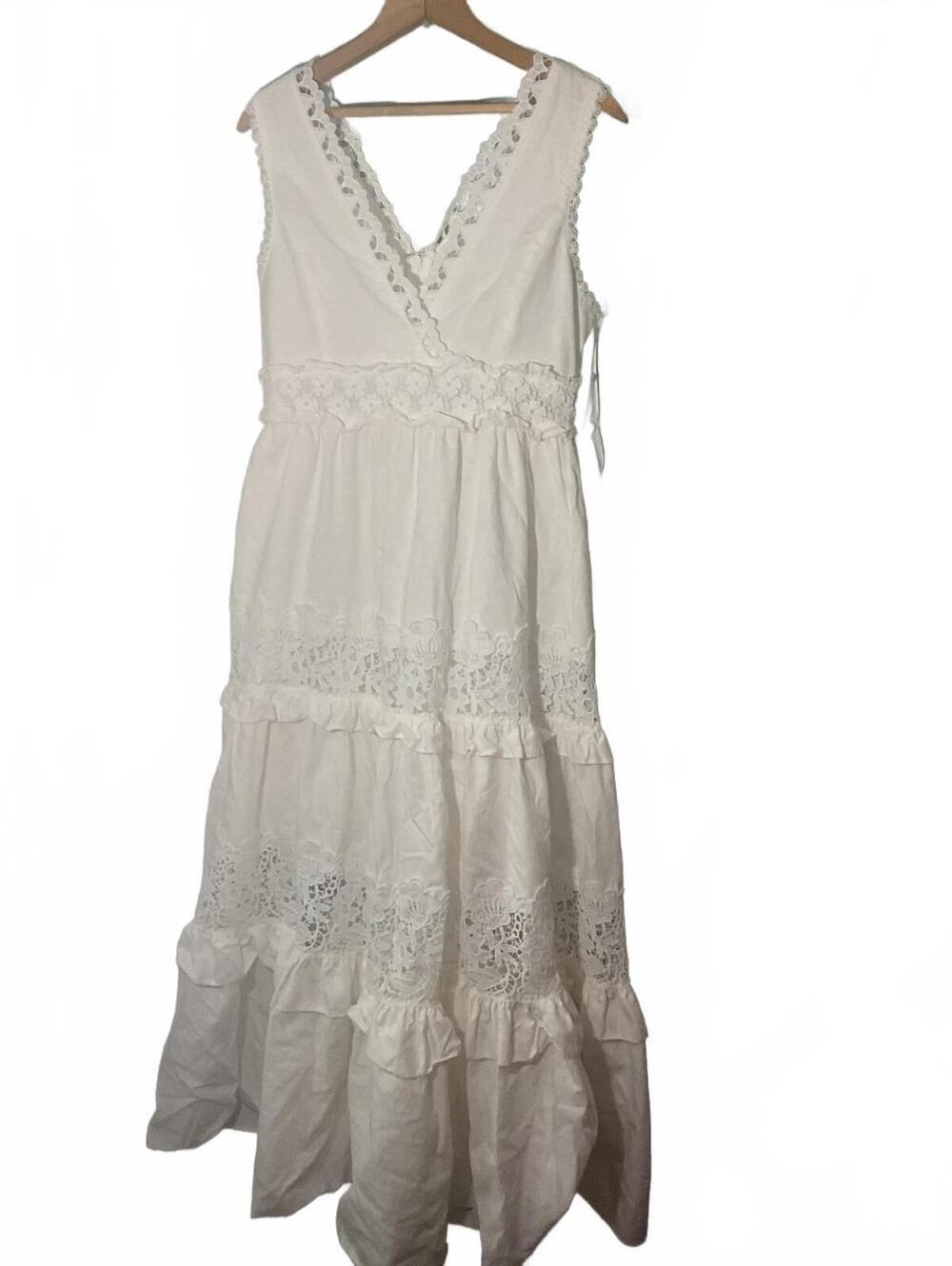 Endless Rose White Lace/Applique Tiered  Maxi Dress/Ruffles Wedding Bridal
